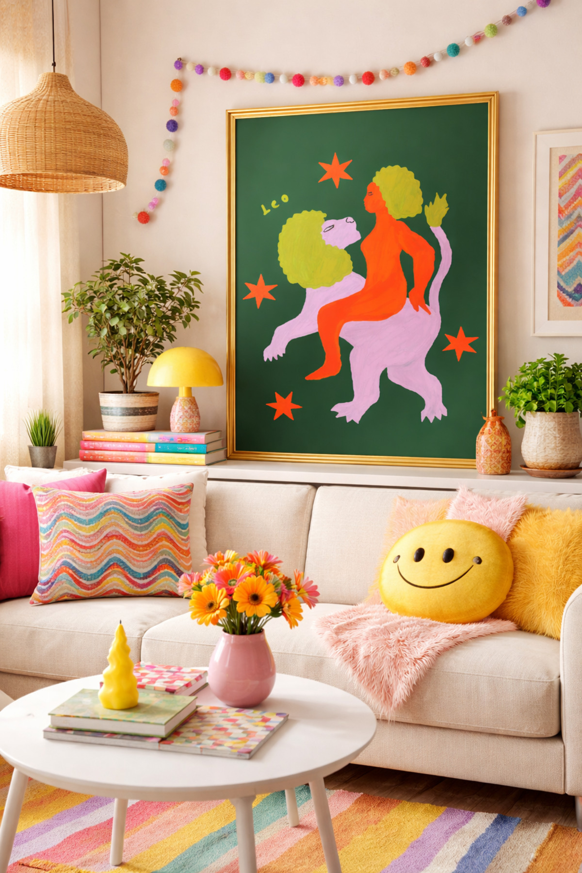 Aslan Burcu Poster Modern Astroloji Figürlü Tablo Ev Duvar Dekoru Çerçevesiz