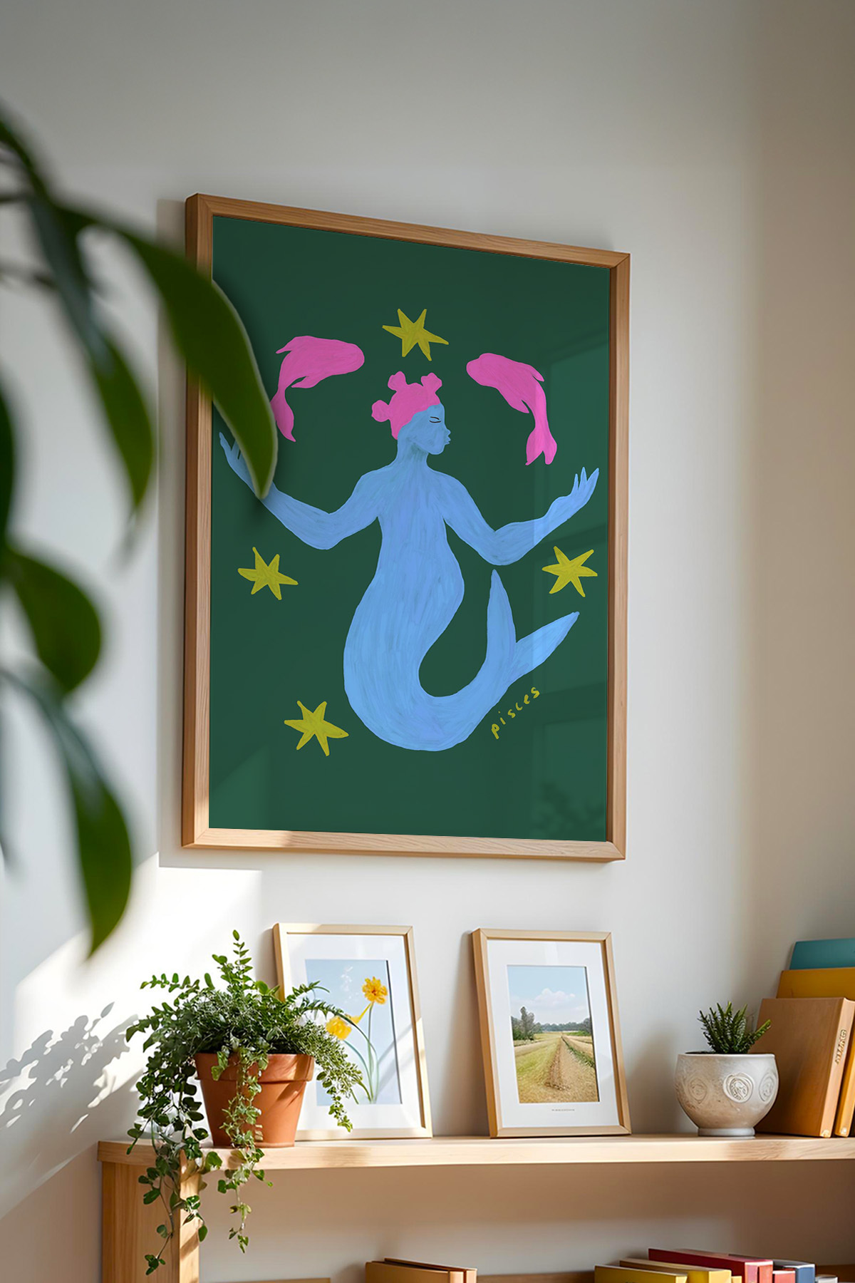 Balık Burcu Tablo Modern Astroloji İllüstrasyon Poster Duvar Dekoru Çerçevesiz