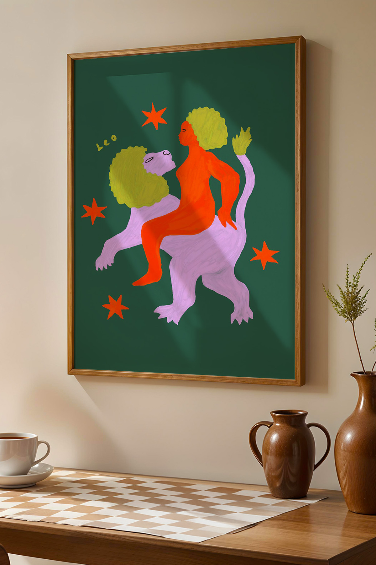 Aslan Burcu Poster Modern Astroloji Figürlü Tablo Ev Duvar Dekoru Çerçevesiz