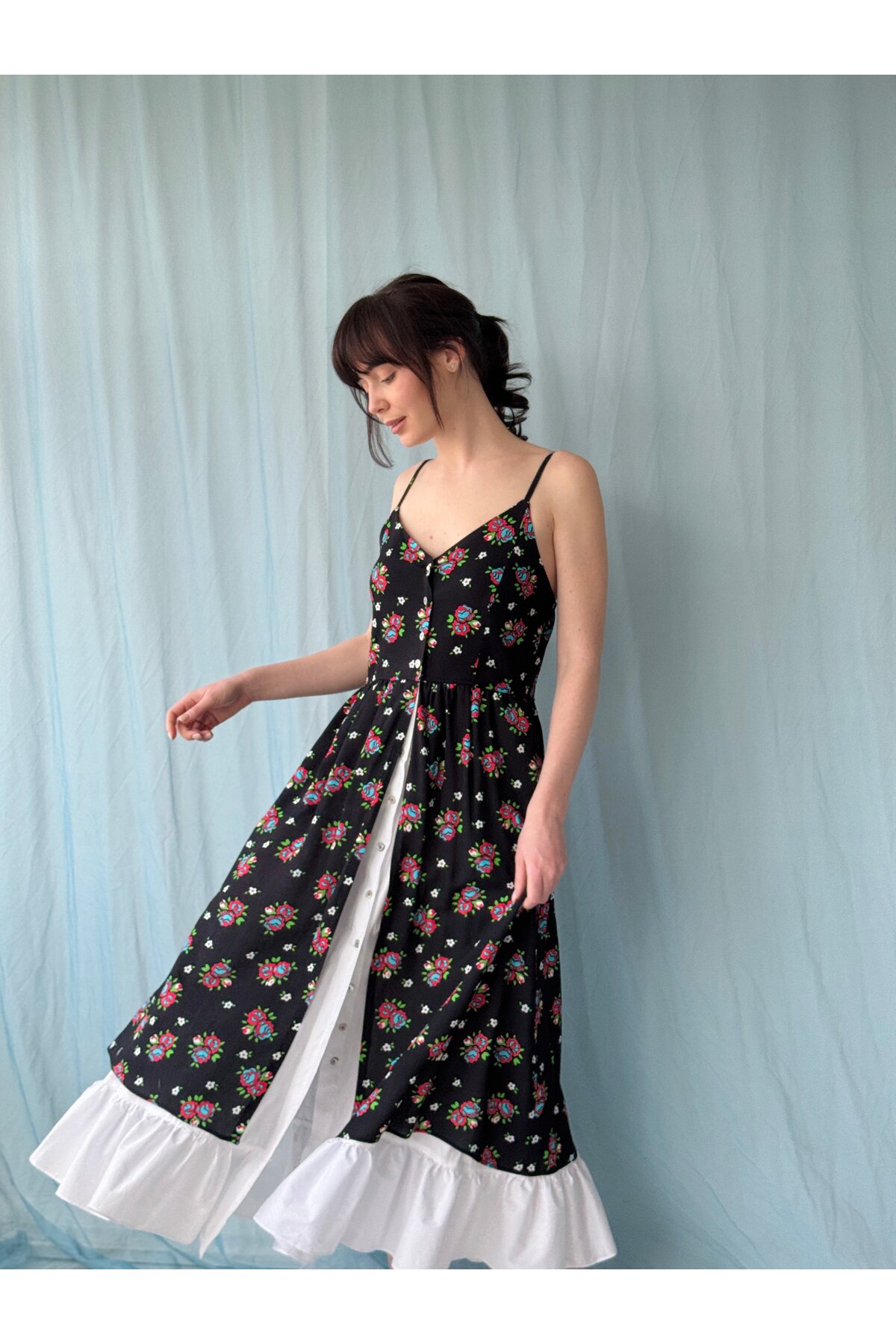 Retrobird  Tasarım Viktorya Dönemi Countryside Elbise Kadın Siyah - Görsel 6