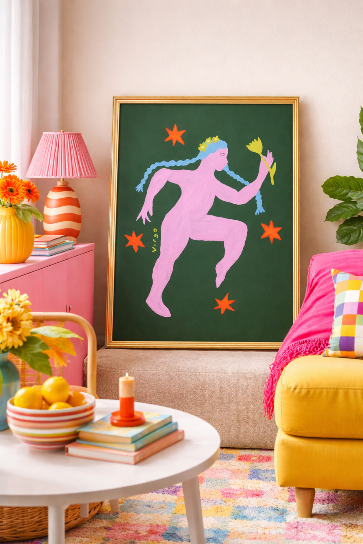 Başak Burcu Poster Modern Astroloji Kadın Figürlü Tablo Ev Duvar Dekoru Çerçevesiz