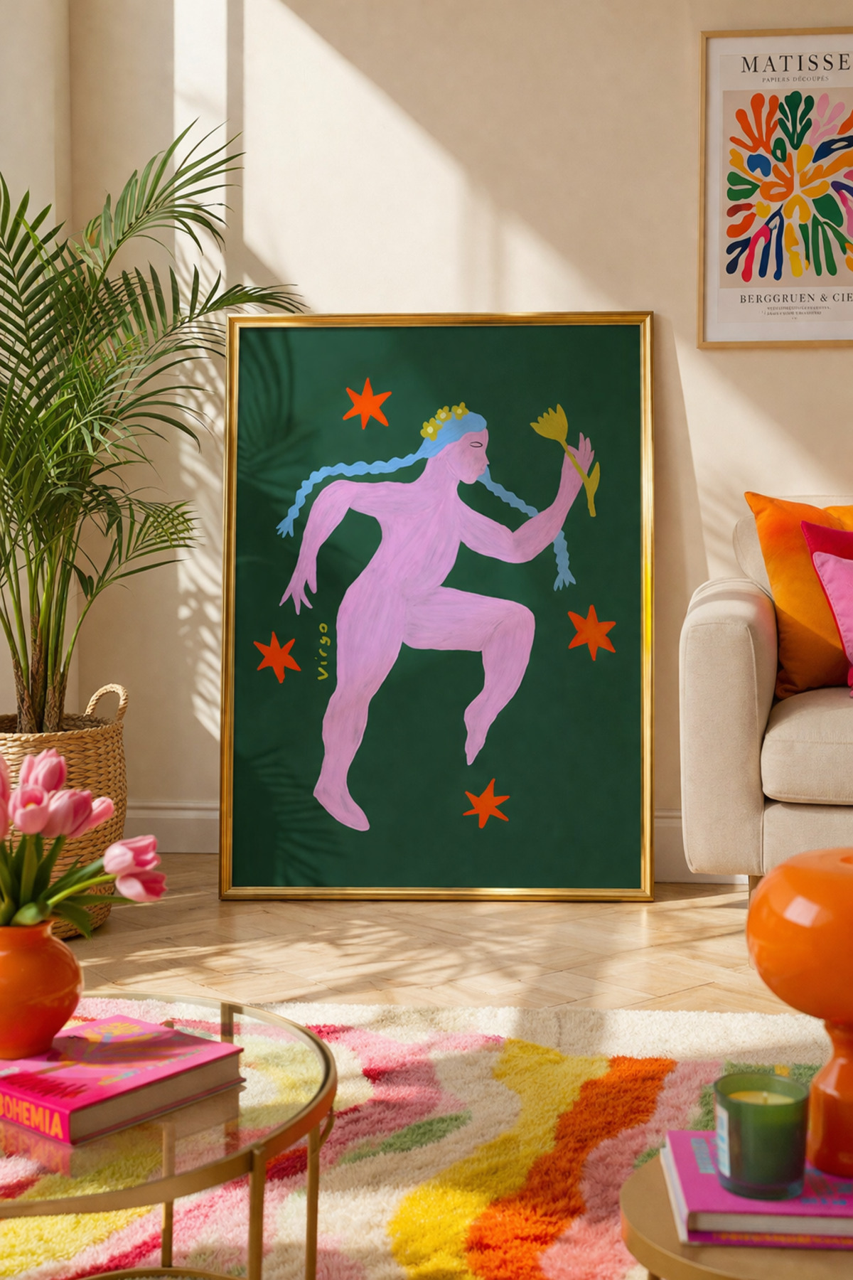 Başak Burcu Poster Modern Astroloji Kadın Figürlü Tablo Ev Duvar Dekoru Çerçevesiz
