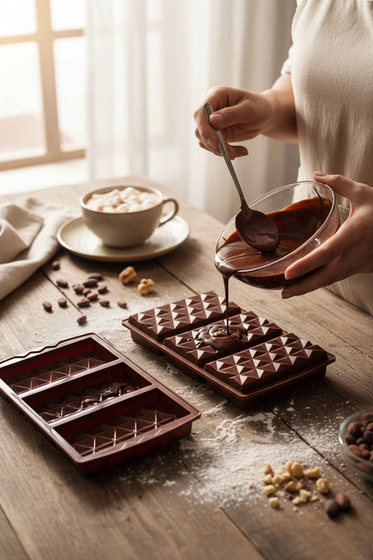 18,5 x 29 cm Prizma Yıldız Detaylı 3'lü Silikon Çikolata Kalıbı - Kristal Desenli Tablet Kalıp