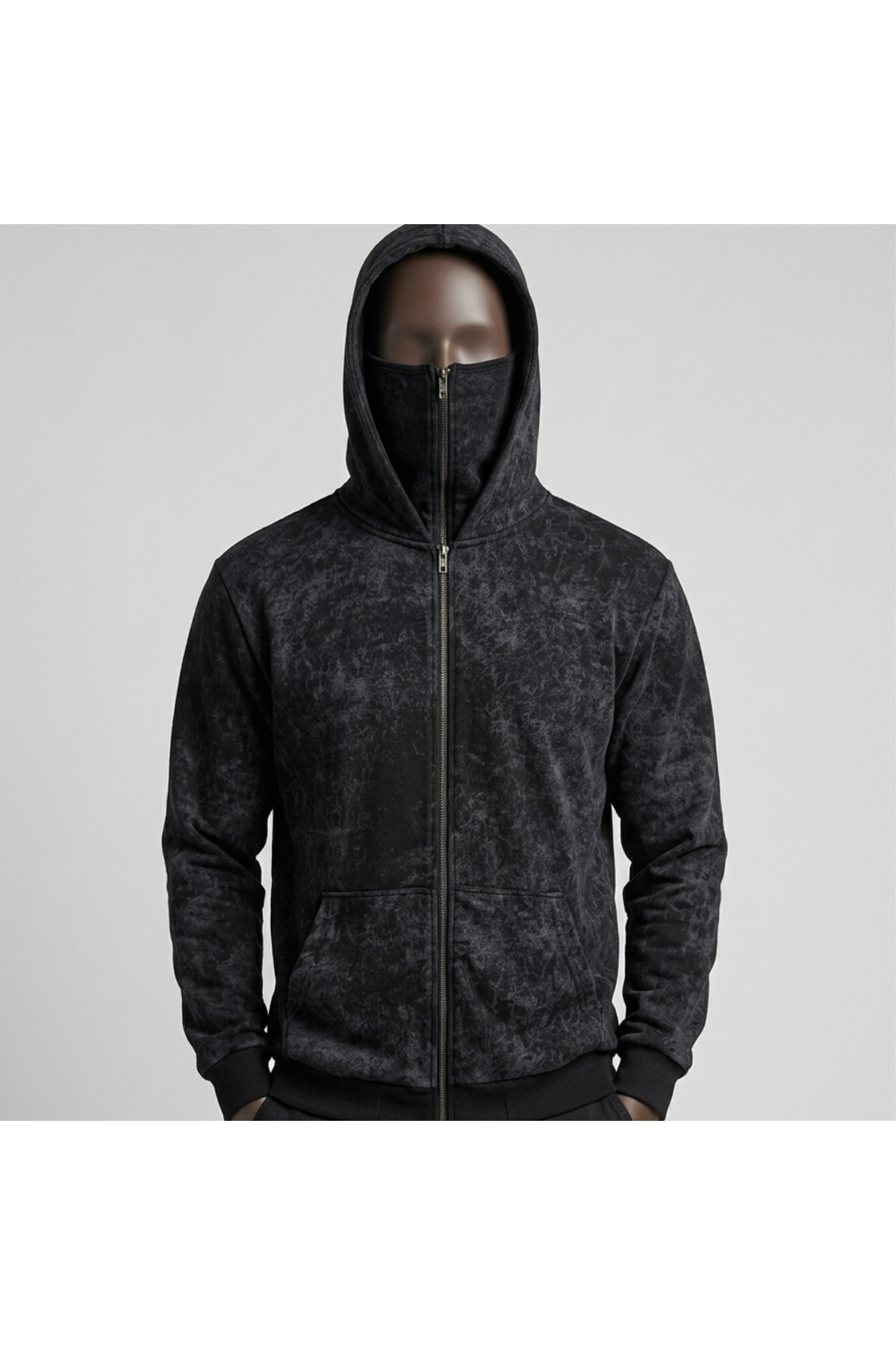FREAK T-SHIRT Ninja Hoodie Fermuarlı Maske Kapüşonlu Sweatshirt