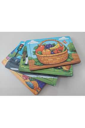 ALYÜZ 6 Parça 4 Adet Ahşap Puzzle & Yapboz Seti Eğitici, Montessori Oyun
