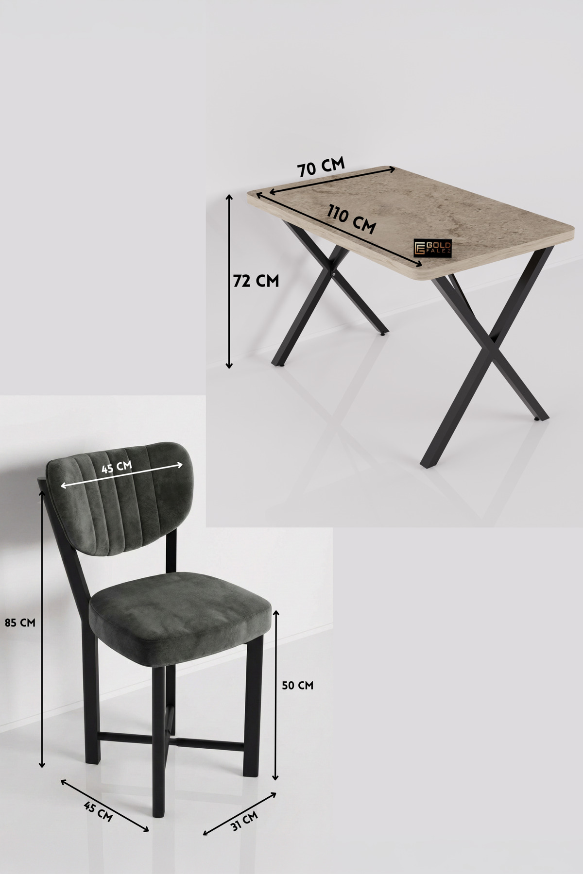 Mutfak Masası 4 Sandalyeli Set 110x70 cm Modern Masa Takımı Cafe Balkon Ofis Masa Elma 9887 Anstrast görsel 5