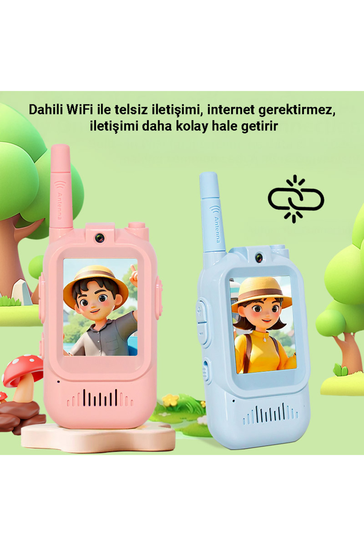 idragon LK-028 Çocuk Görüntülü Telsiz 2’li Set Video Walkie Talkie WiFi İnternetsiz Askılı fotoğrafı 5 (önizleme)