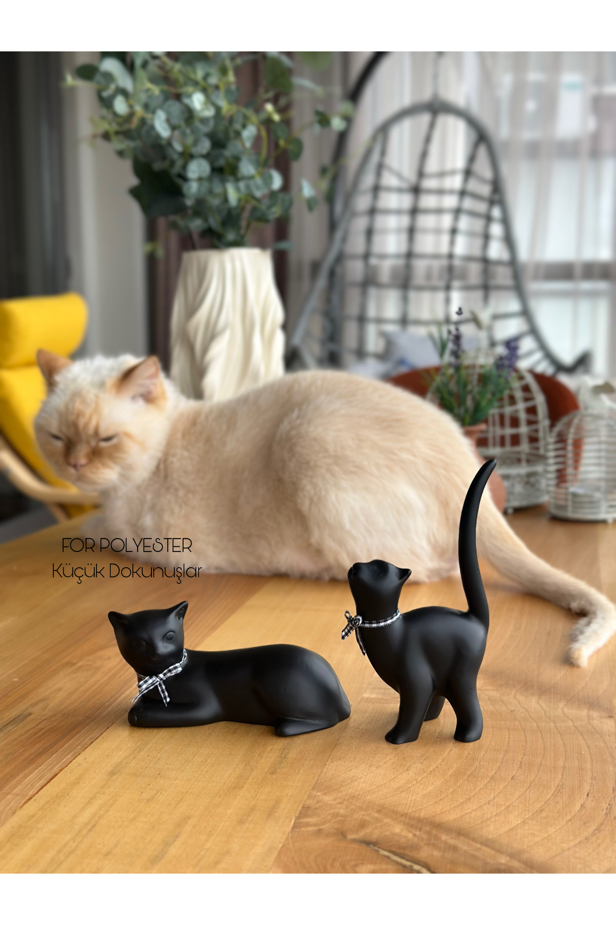 Black 2-Piece Cat Trinket Set/Bookshelf/ Coffee Table/Shelf Combination/Home-Office Decor/Decoration