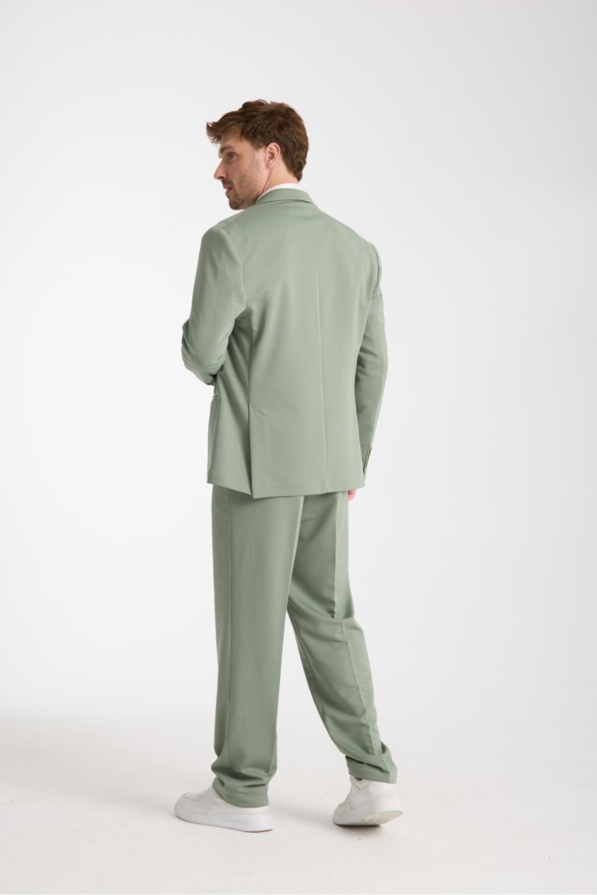 Erkek Oversize Takım Elbise – Modern Rahat Kesim — سبز 92347 — تصویر 4 از 4