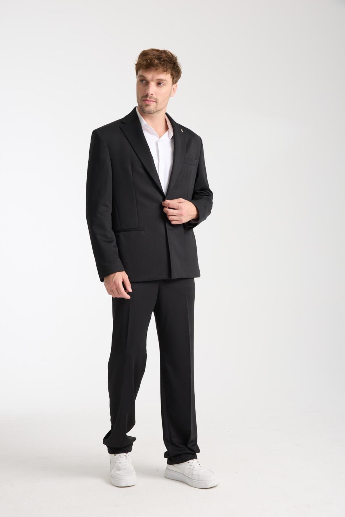 کت و شلوار مردانه سایز بزرگ – Modern Relaxed Fit — مشکی 92347 — تصویر 2 از 3