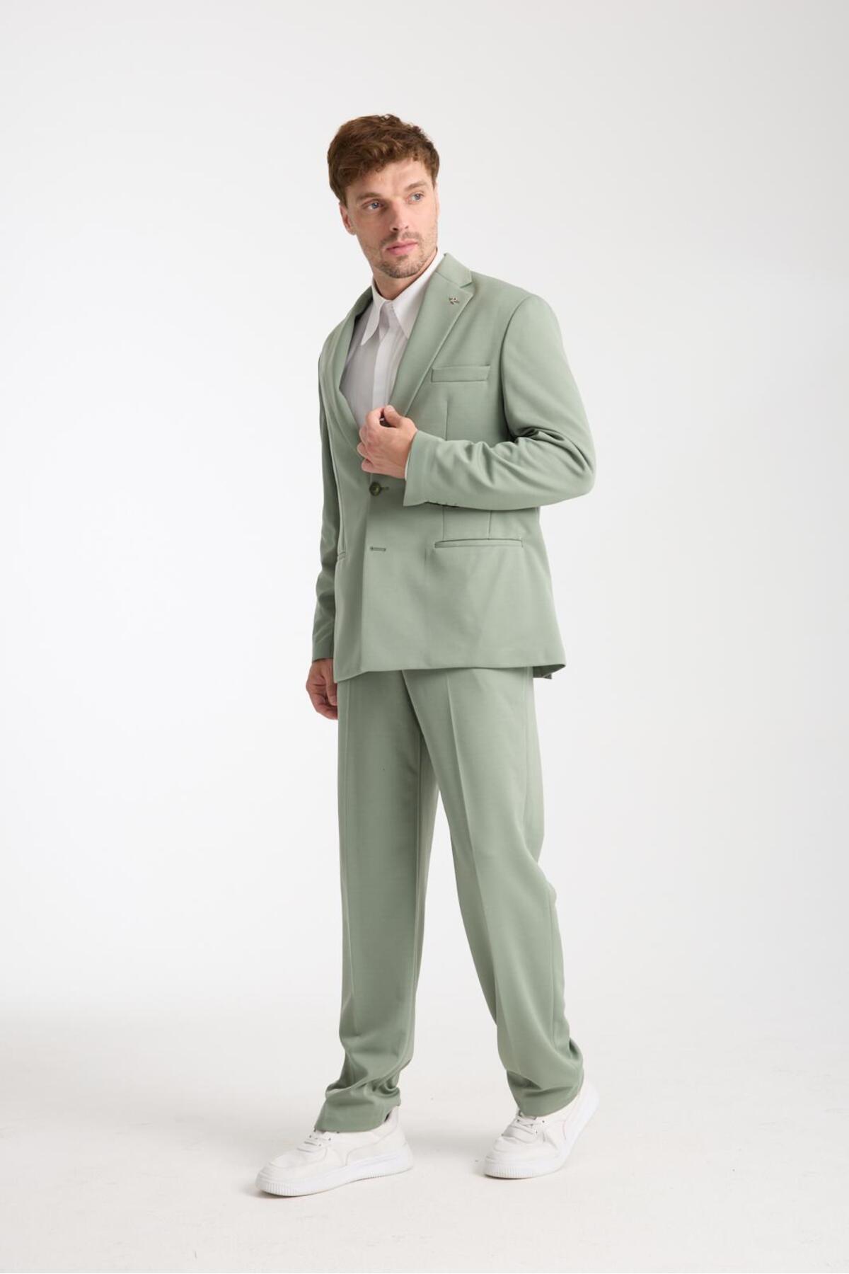 Erkek Oversize Takım Elbise – Modern Rahat Kesim — سبز 92347