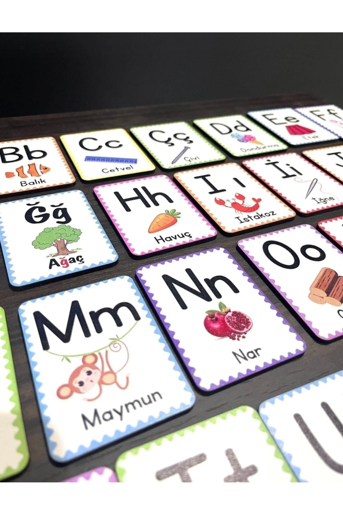 Mifella 29 Harf Ahşap Alfabe Kartları - Okul Öncesi Eğitici Harf Seti - Doğal Materyal Eğitici Oyuncak fotoğrafı 7 (önizleme)