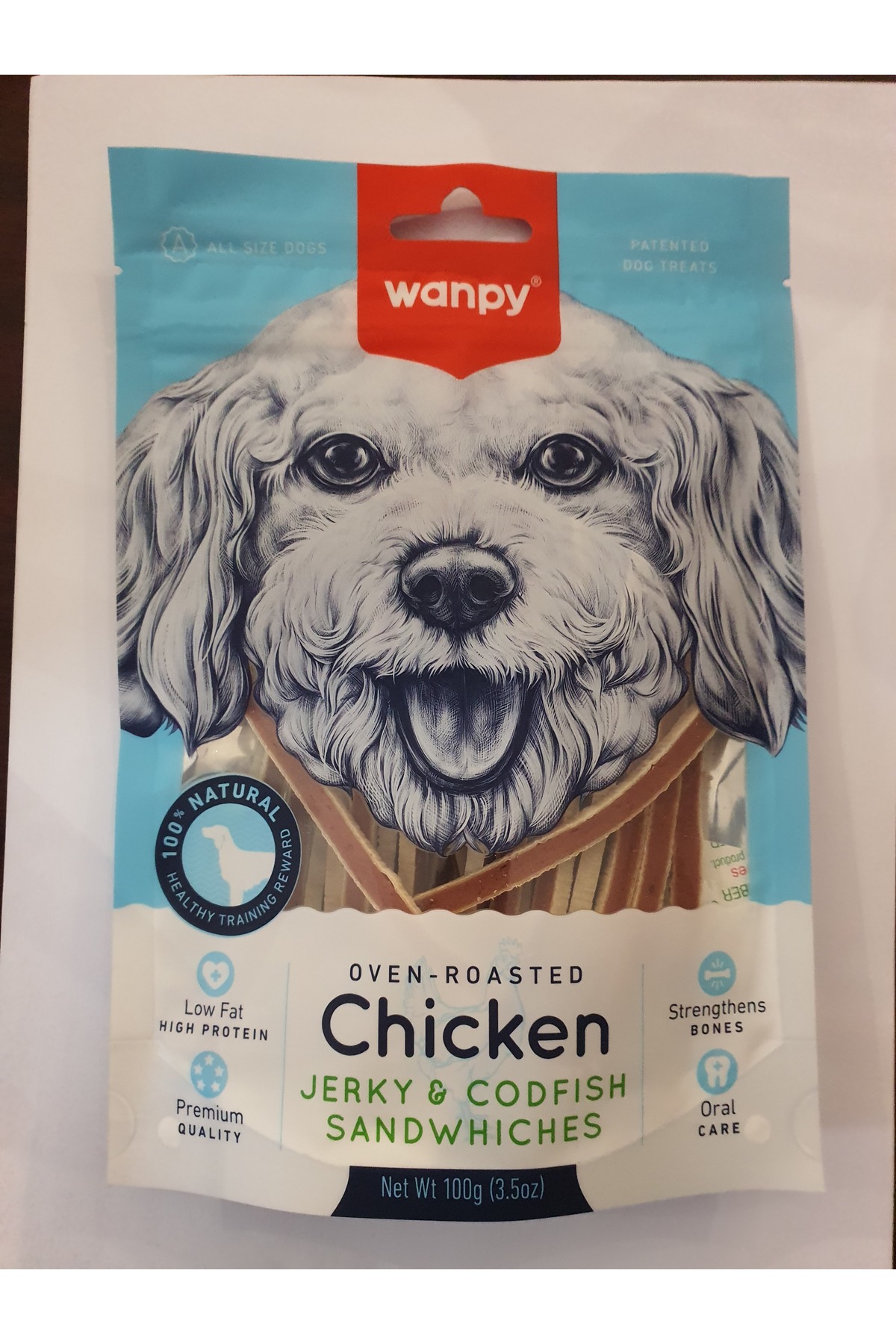 Wanpy PATİLİMARKET köpek ödülü chicken jerky codfish sandwhiches