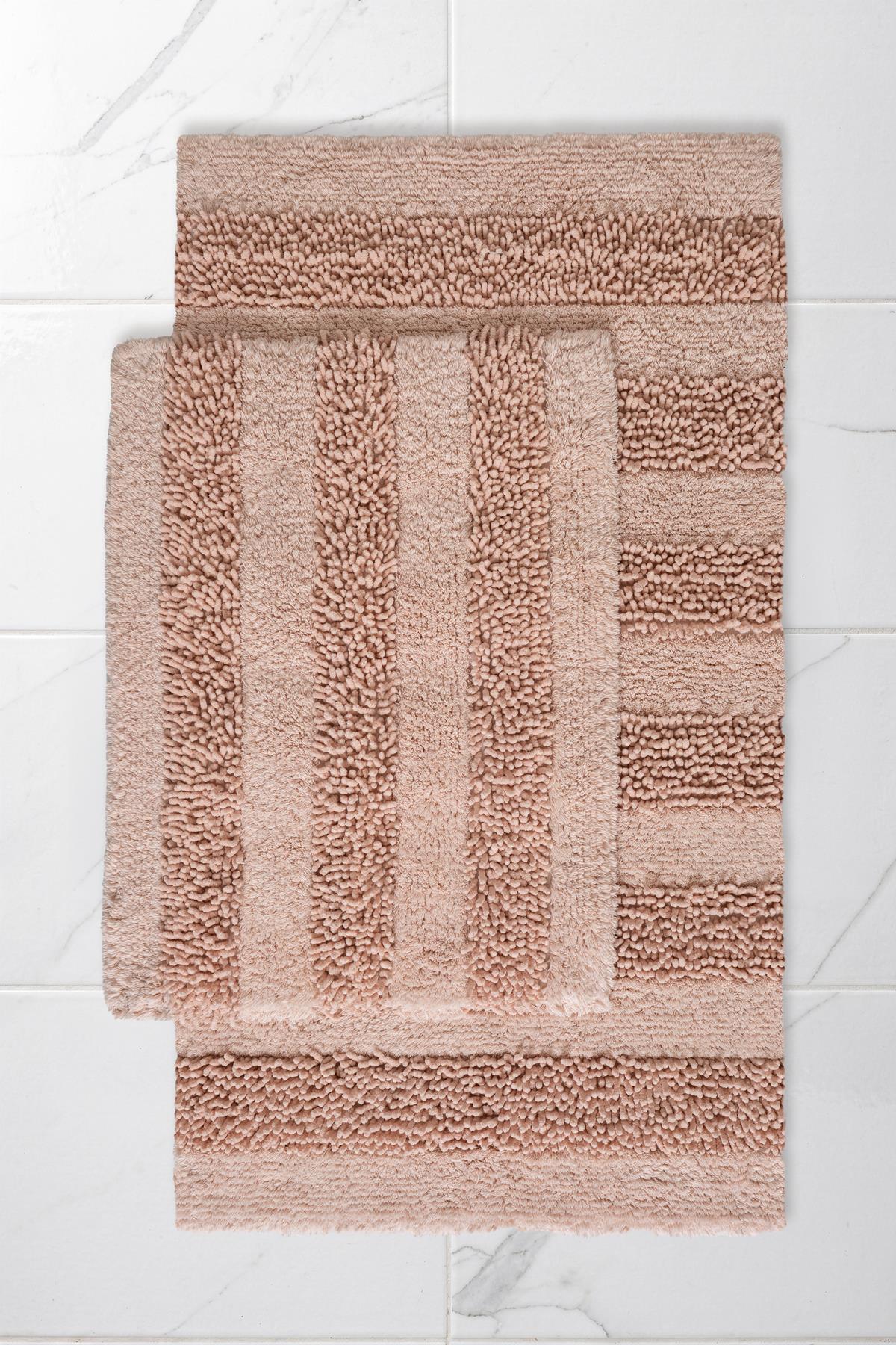 Macaroni 2-Piece Cotton Bath Mat Set Soft Texture Powder Washable 60x100 + 60x50cm, MX001P