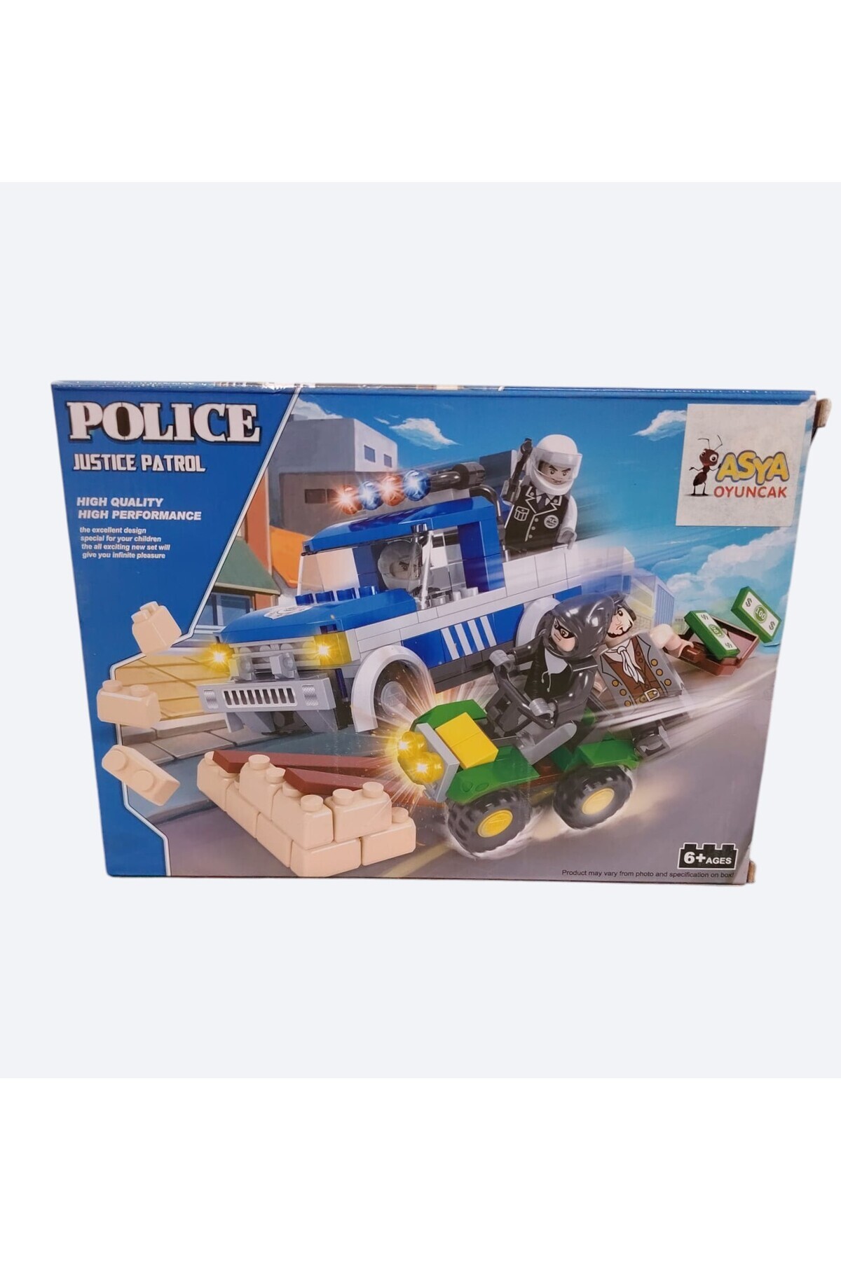 Asya Oyuncak Polis Adalet Devriyesinde Suçluların Peşinde Eğlenceli Blok Yapım Seti 194 Parça fotoğrafı 3 (önizleme)