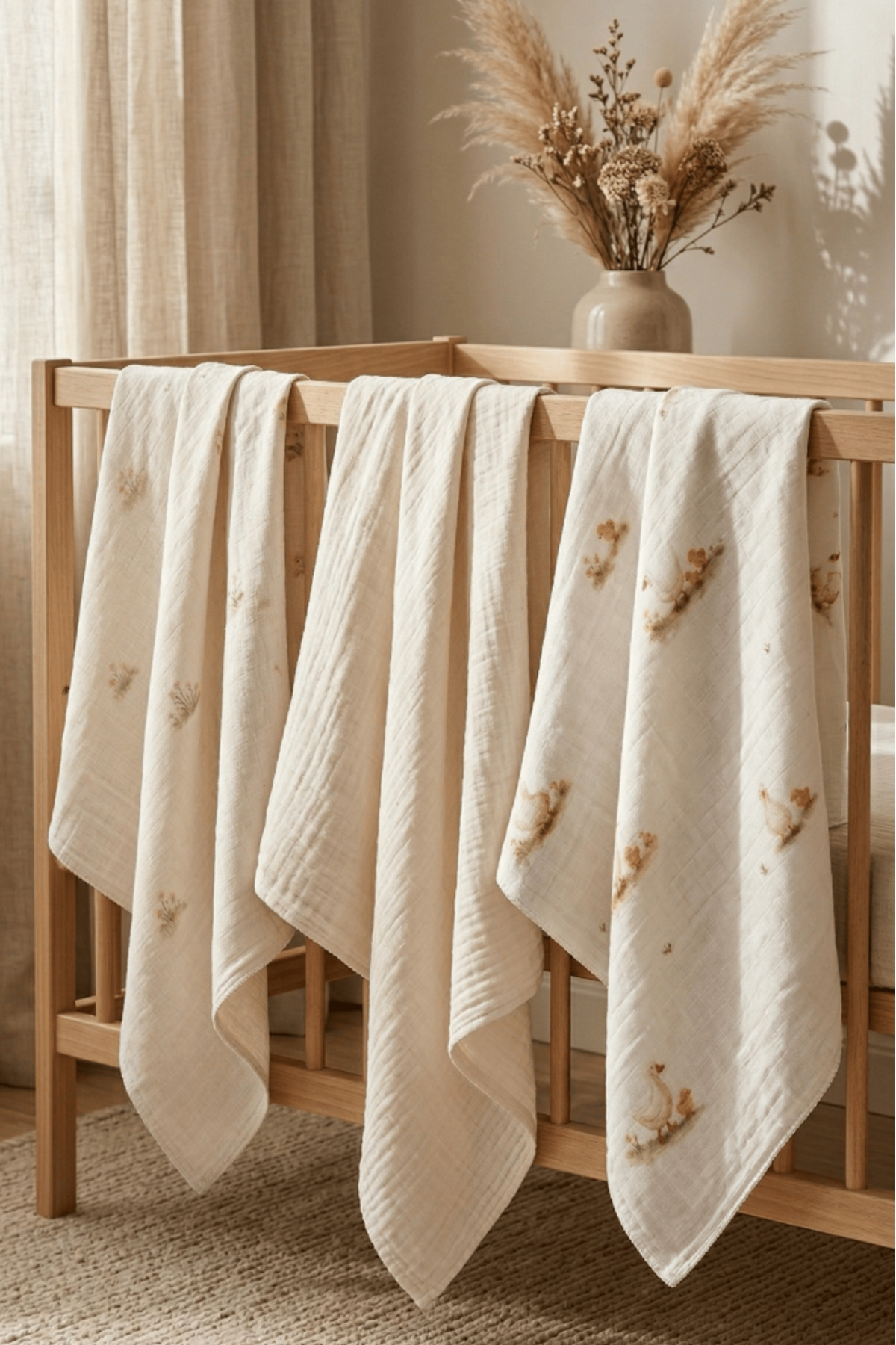 Little Organic's | 3-Piece 100% Organic Cotton Muslin Blanket Set 75x80 cm | Oeko-tex | Gots-