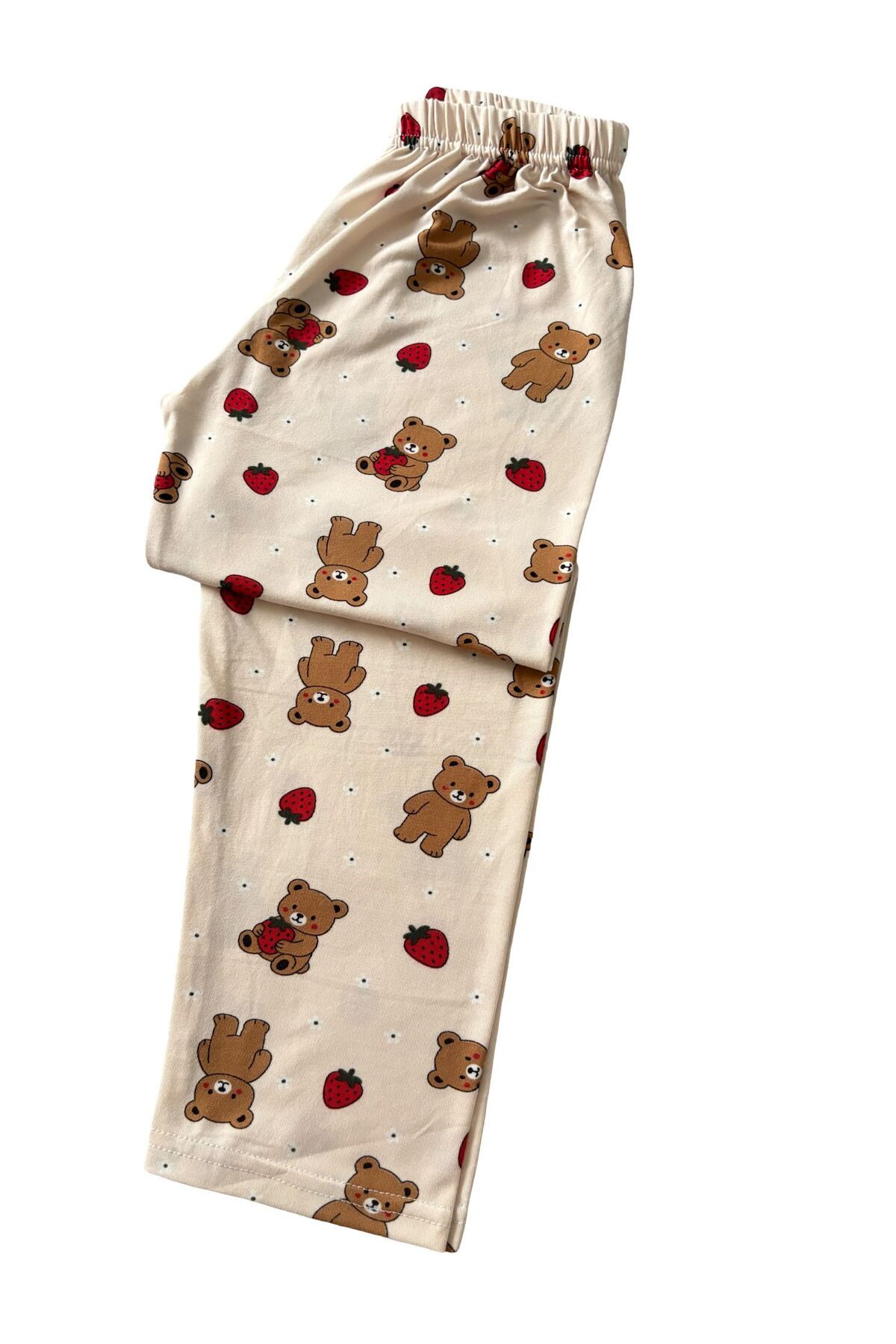 mışıl mışıl kids Kız Çocuk Ayıcık Çilek Desenli Yazlık Kısa Kollu Düğmeli Yumuşak Kumaş Pijama Takımı fotoğrafı 5 (önizleme)