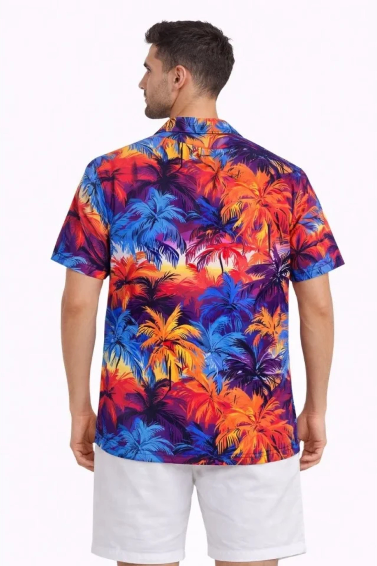 GETFAY Erkek Tropikal Desenli Kısa Kol Gömlek Rahat Kalıp Yazlık Hawaii Tarz 10354-Desenli fotoğrafı 3 (önizleme)
