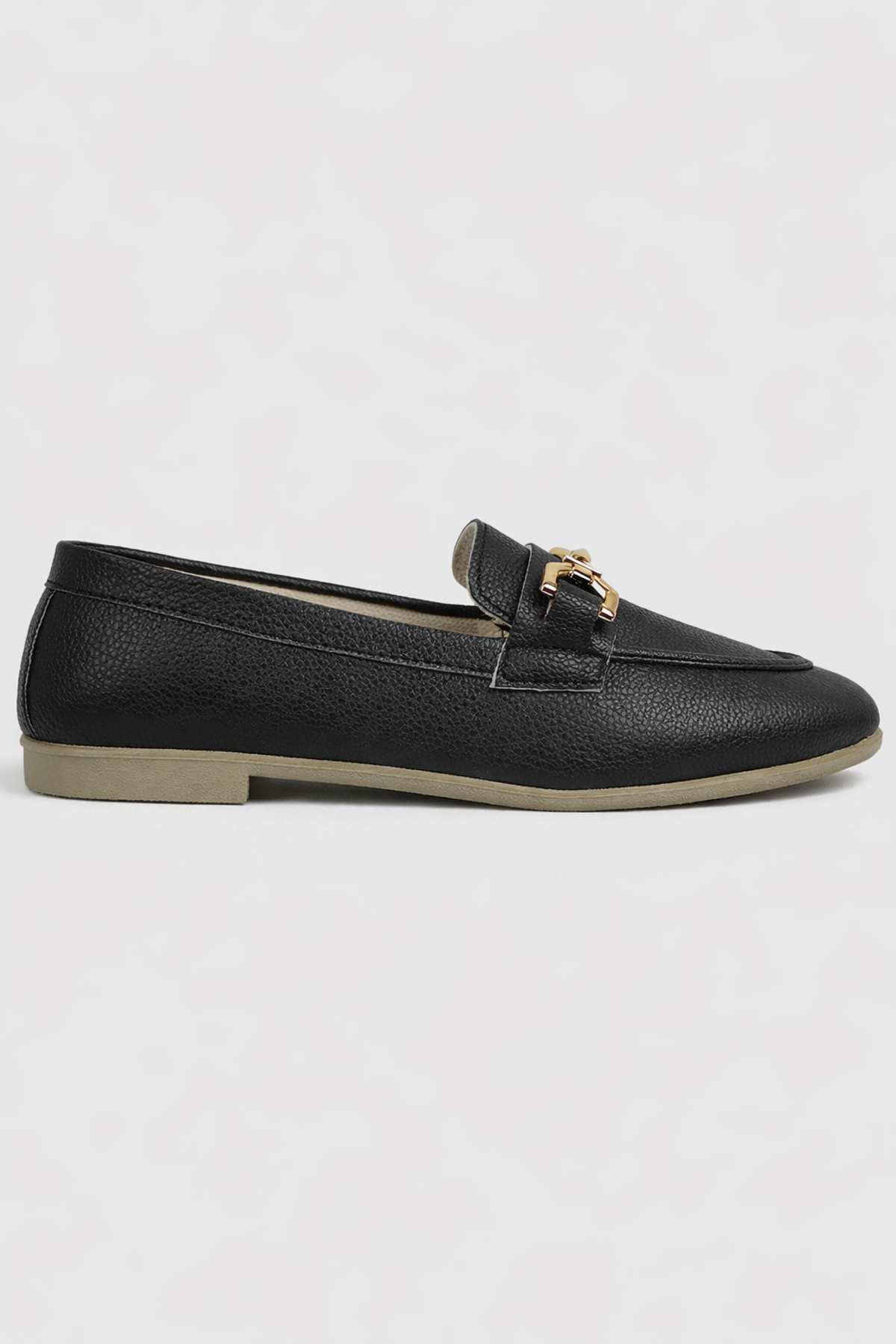Nadia Black Matte Buckle Detail Pointed Nose Women's Flat Shoes