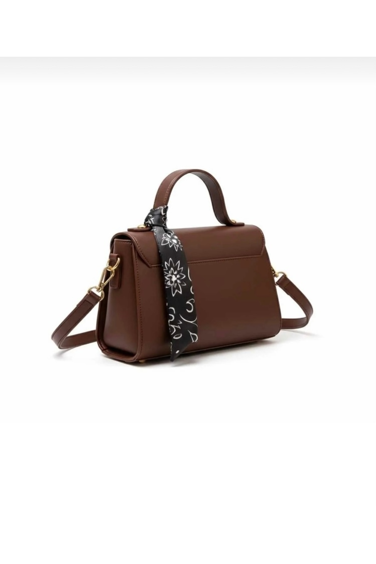 ZEGİ BAGS &MORE Acı Kahve Suni Deri Fular Detaylı El Ve Omuz Çantası görsel 4