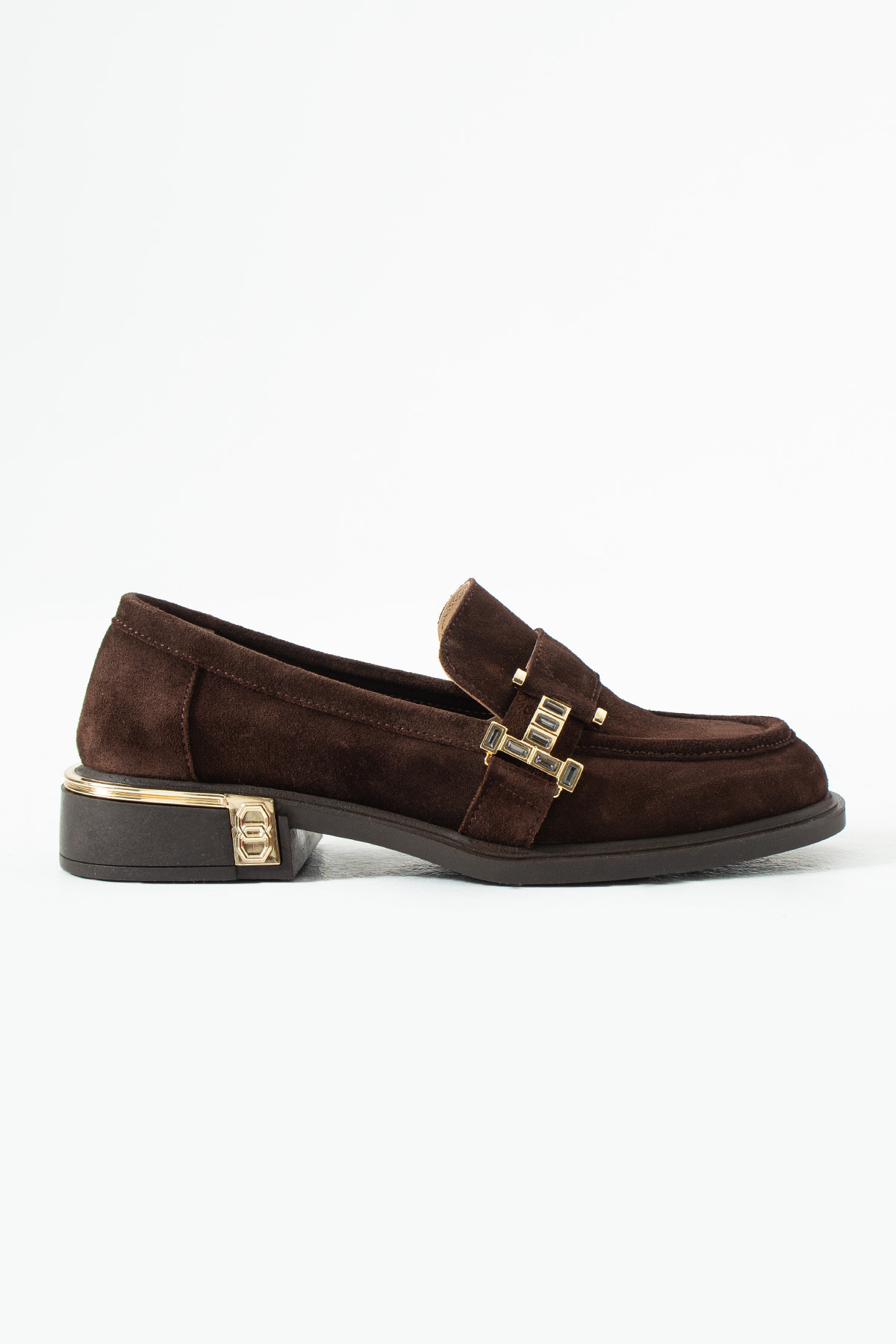 dericia shoes Velvet Hakiki Deri Kahverengi Süet Günlük Rahat Kadın Loafer Ayakkabı görsel 5