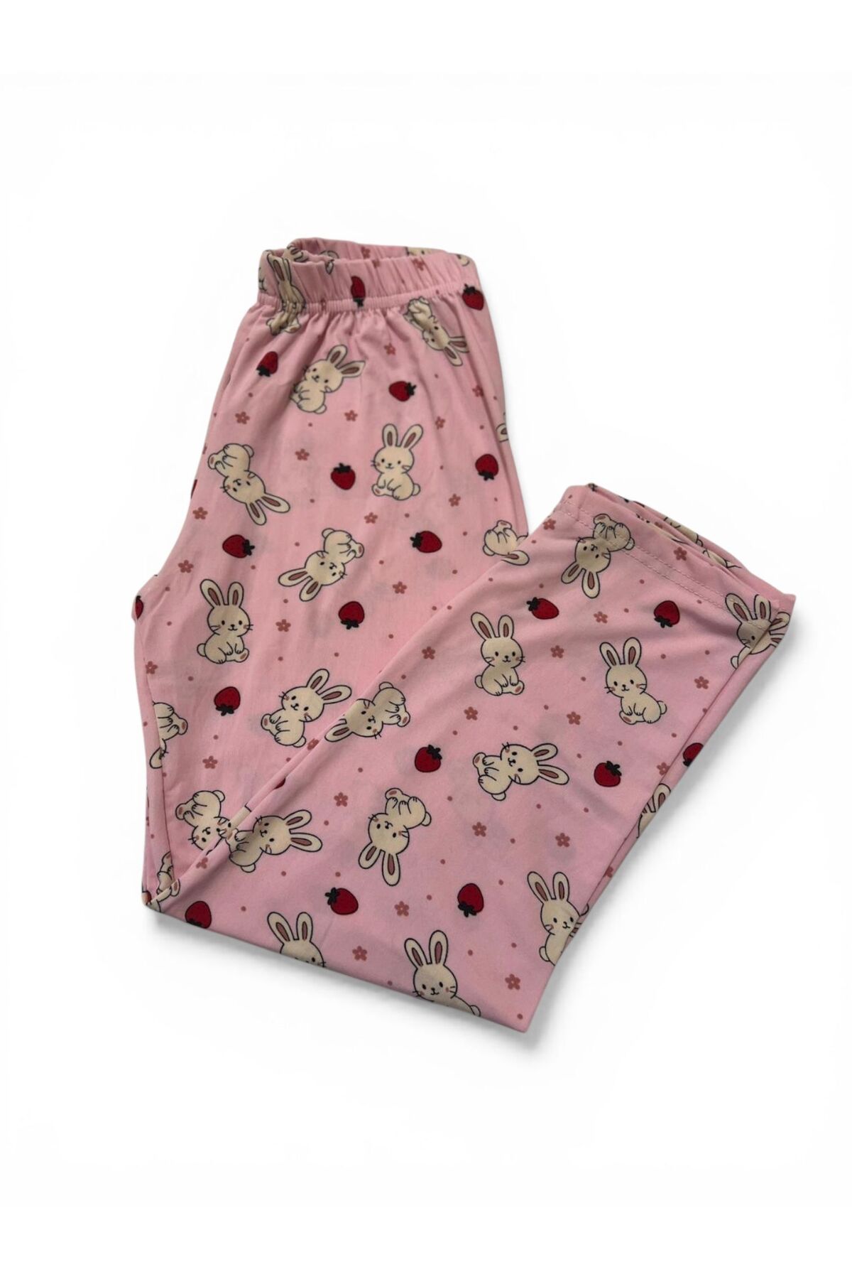 SERRASTIL Kız Çocuk Tavşan Desenli Pembe Renk Pamuklu Kısa Kollu Pijama Takımı fotoğrafı 6 (önizleme)