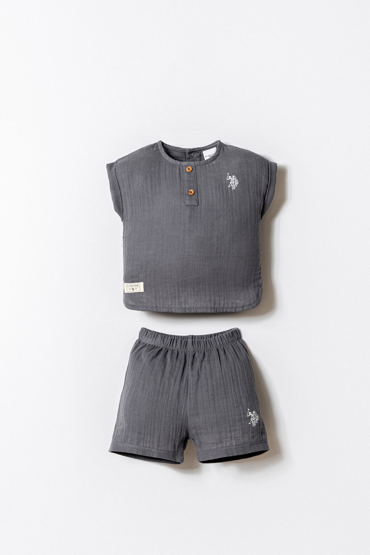 U.S. Polo Assn. Baby Boy Gray Shorts Set