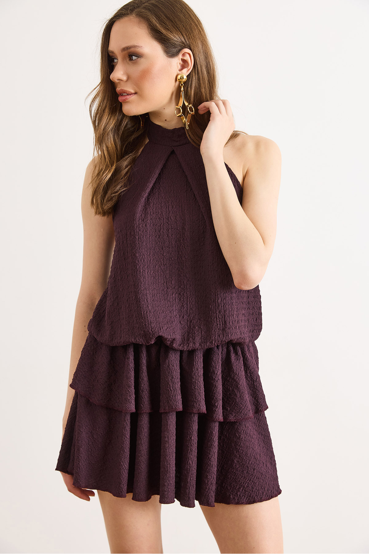 Women's Damson Neck Tied Lined Mini DRESSDRESS-19002625