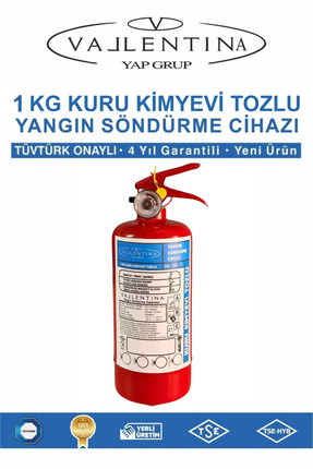 VALLENTİNA 1 KG YANGIN SÖNDÜRME CİHAZI TSE-HYB/CE BELGELİ 4 YIL GARANTİLİ (TÜ...