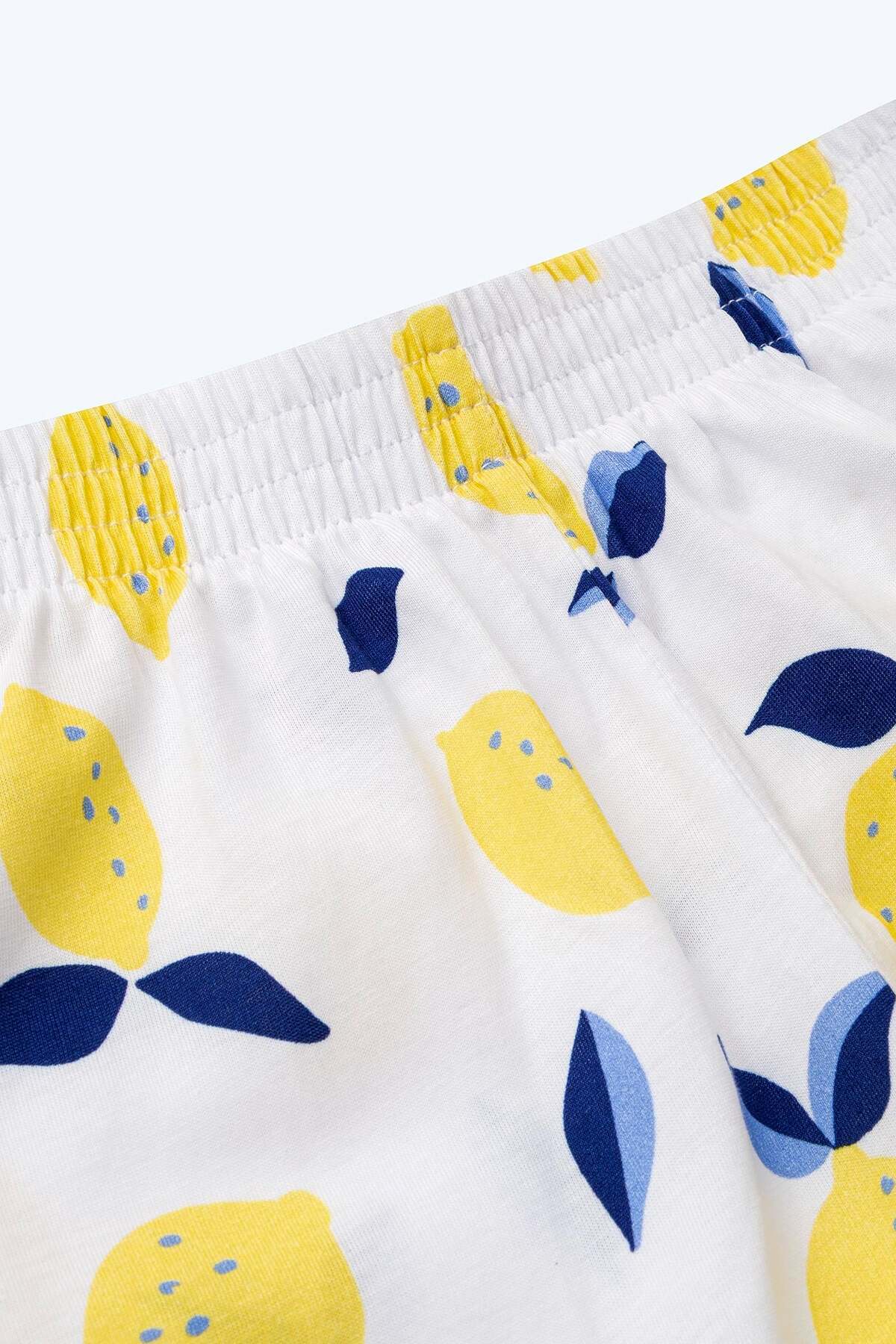 Brix Kız Çocuk %100 Pamuk Pijama Takımı 7818 Limon Baski Renk fotoğrafı 6 (önizleme)