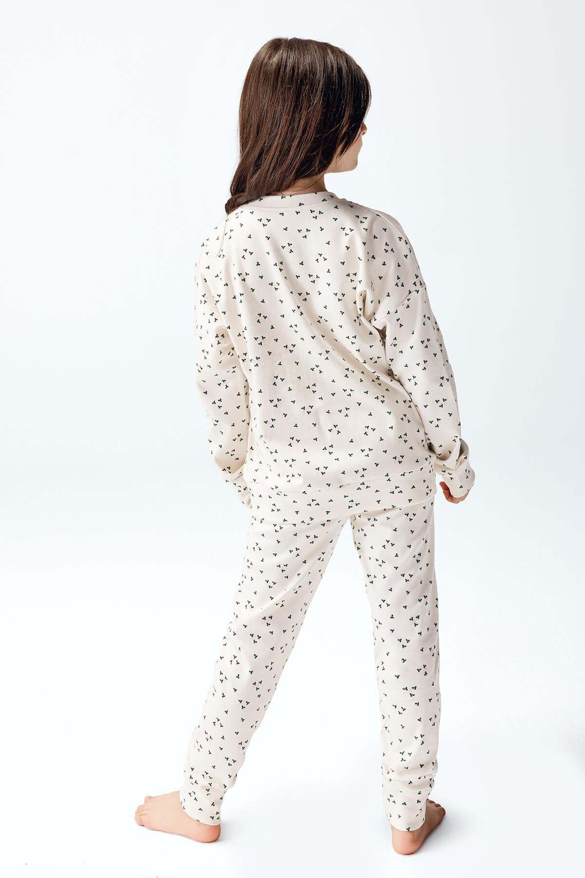 Brix Kız Çocuk İnterlok Desenli %100 Pamuk Pijama Takımı 7807 Çicek Desenli Renk fotoğrafı 2 (önizleme)