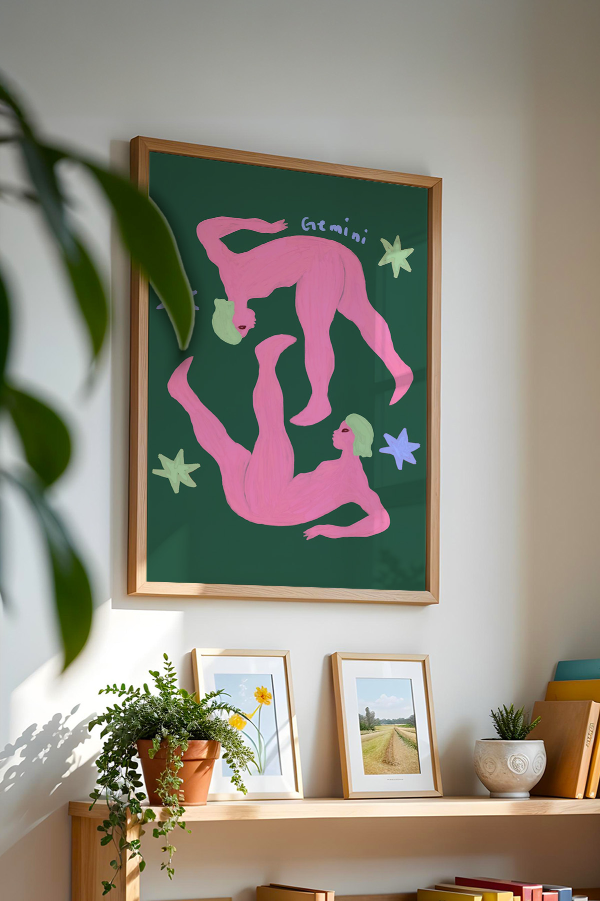İkizler Burcu Tablo Modern Astroloji İllüstrasyon Poster Duvar Dekoru Çerçevesiz