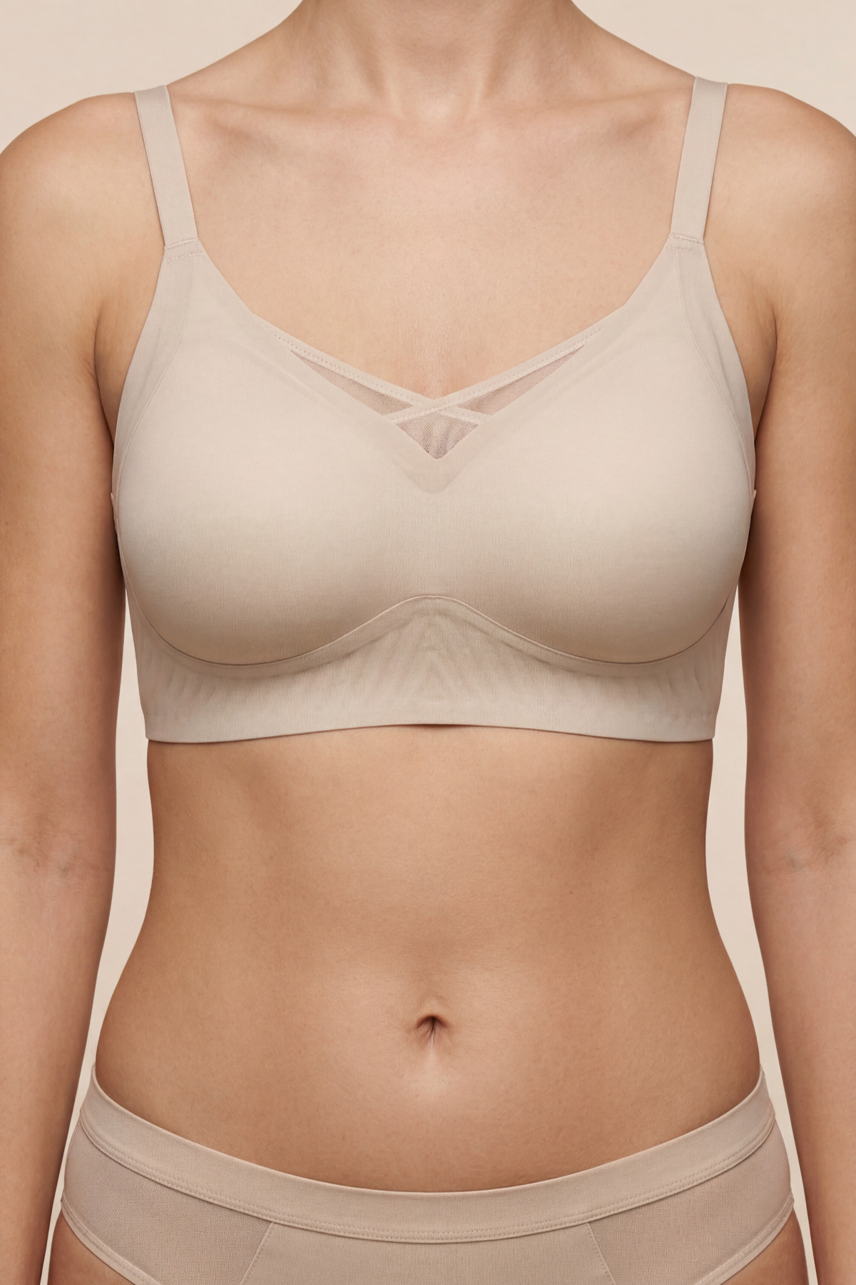 Seamless Laser Cut Padded Bra Without Balloon CC422 Grey