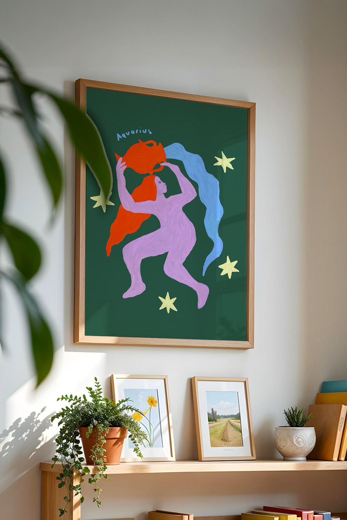 Kova Burcu Tablo Modern Astroloji İllüstrasyon Poster Duvar Dekoru Çerçevesiz