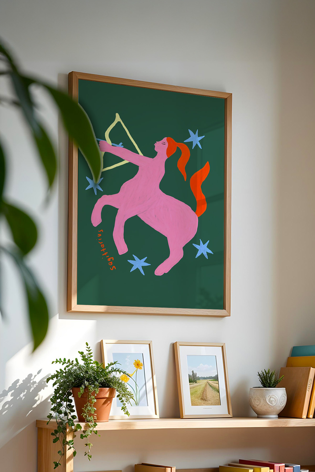 Yay Burcu Tablo Modern Astroloji İllüstrasyon Poster Duvar Dekoru Çerçevesiz