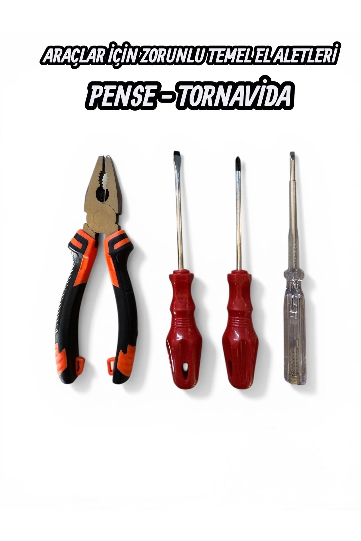 Araç İçi Acil El Alet Seti | Pense + Tornavida Takımı | Taşıma Çantalı 4 Parça Set