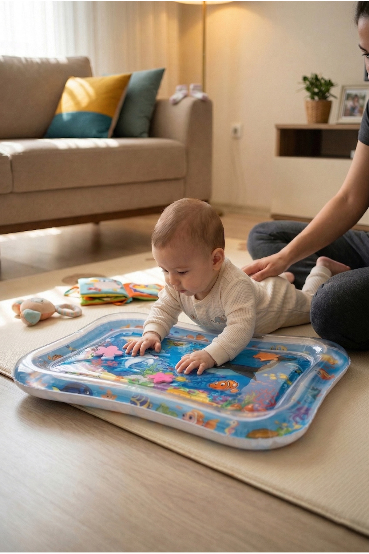 DENAPCAL Bebek Su Matı Tummy Time Su Oyun Matı Şişirilebilir 5 Parça BPA Free 0-1 Yaş fotoğrafı 4 (önizleme)