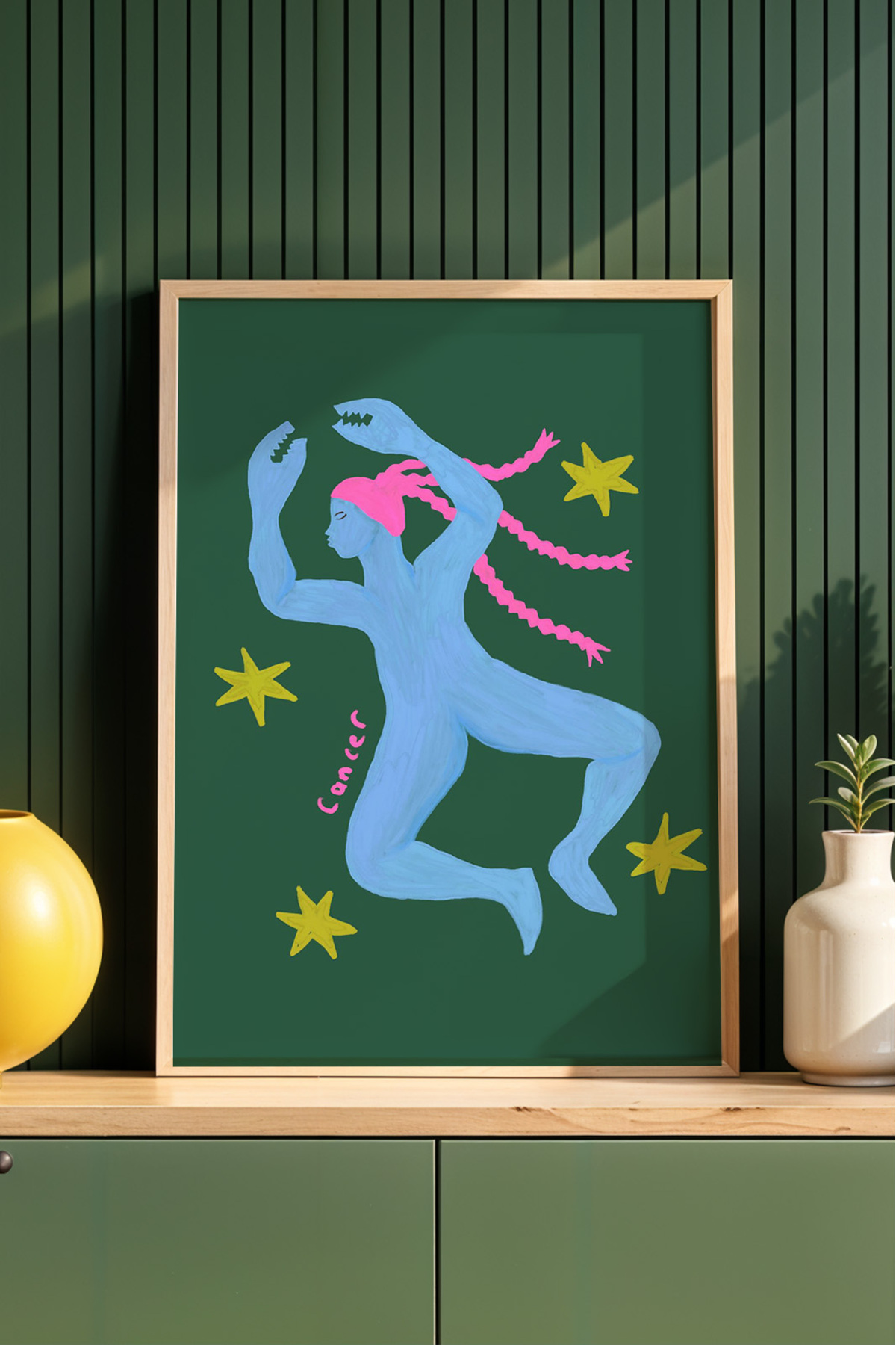 Yengeç Burcu Tablo Modern Astroloji İllüstrasyon Poster Duvar Dekoru Çerçevesiz