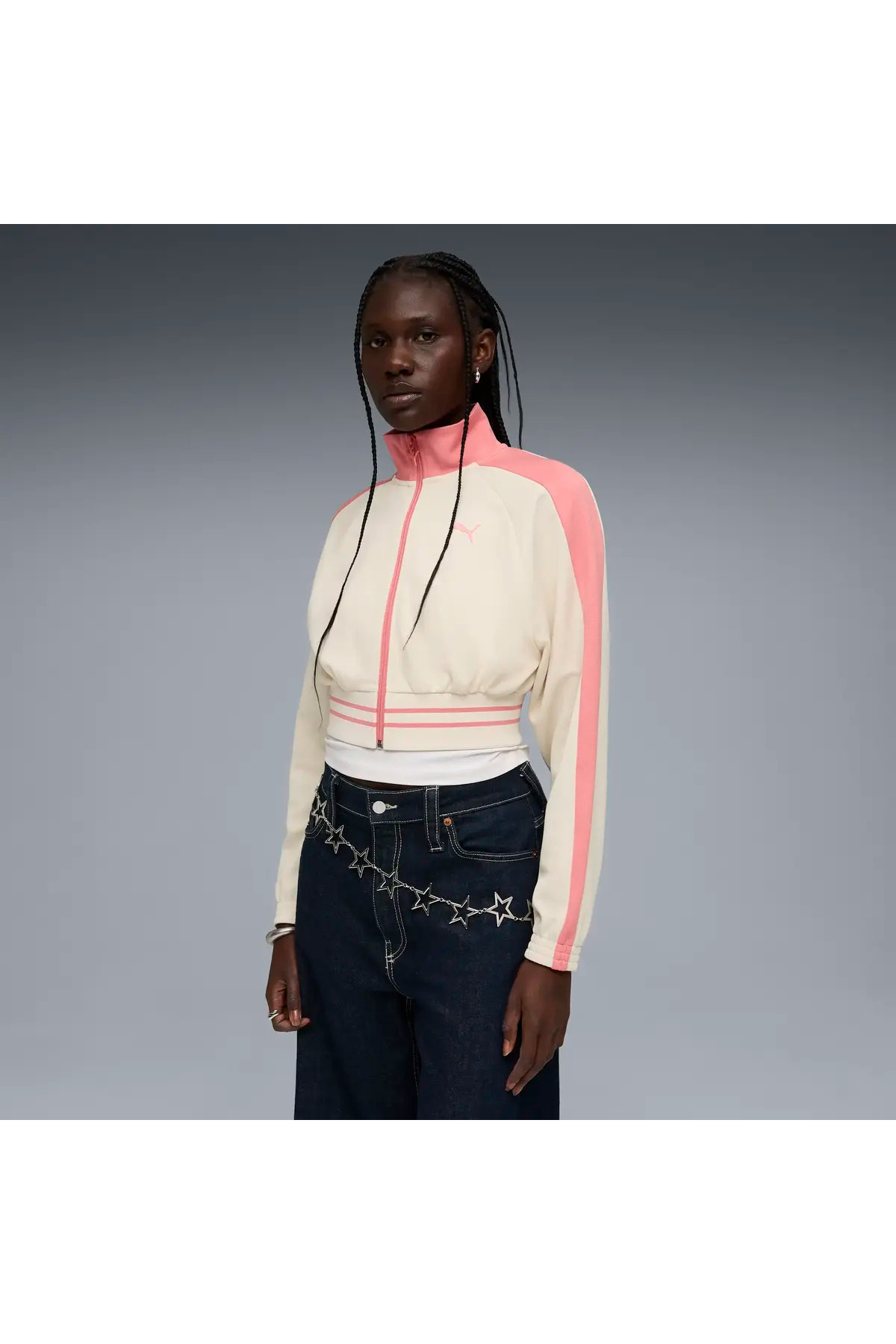Puma T7 Pique Cropped Jacket Pembe Kadın Crop Ceket