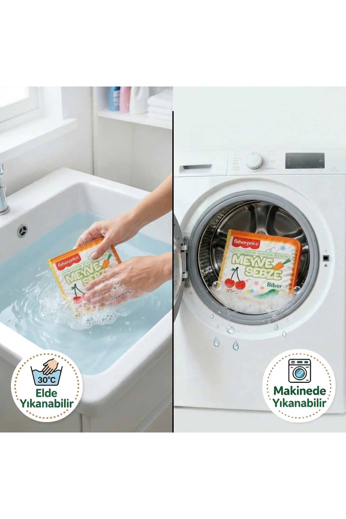 Fisher Price Konuşturan Bebek Kitabı Hışırtılı Sesli, Duyusal, Zeka Gelişim 0-3 Yaş Kitap Eğitim Seti 2'li fotoğrafı 4 (önizleme)