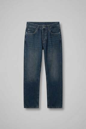 ablukaonline Erkek Relaxed Straight Fit Basic Jean Koyu Mavi