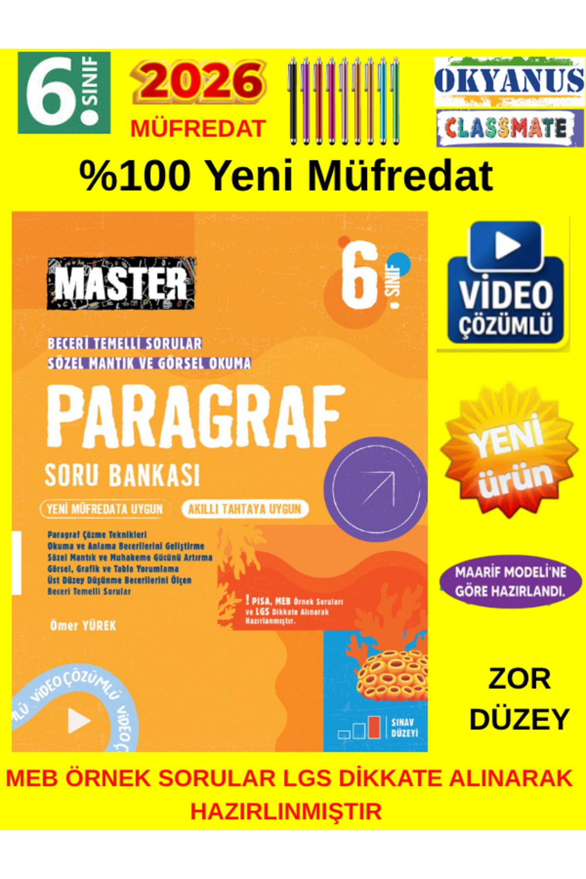 Okyanus Yayınları 2026 6. Sınıf Master Paragraf %100 Yeni Müfredat