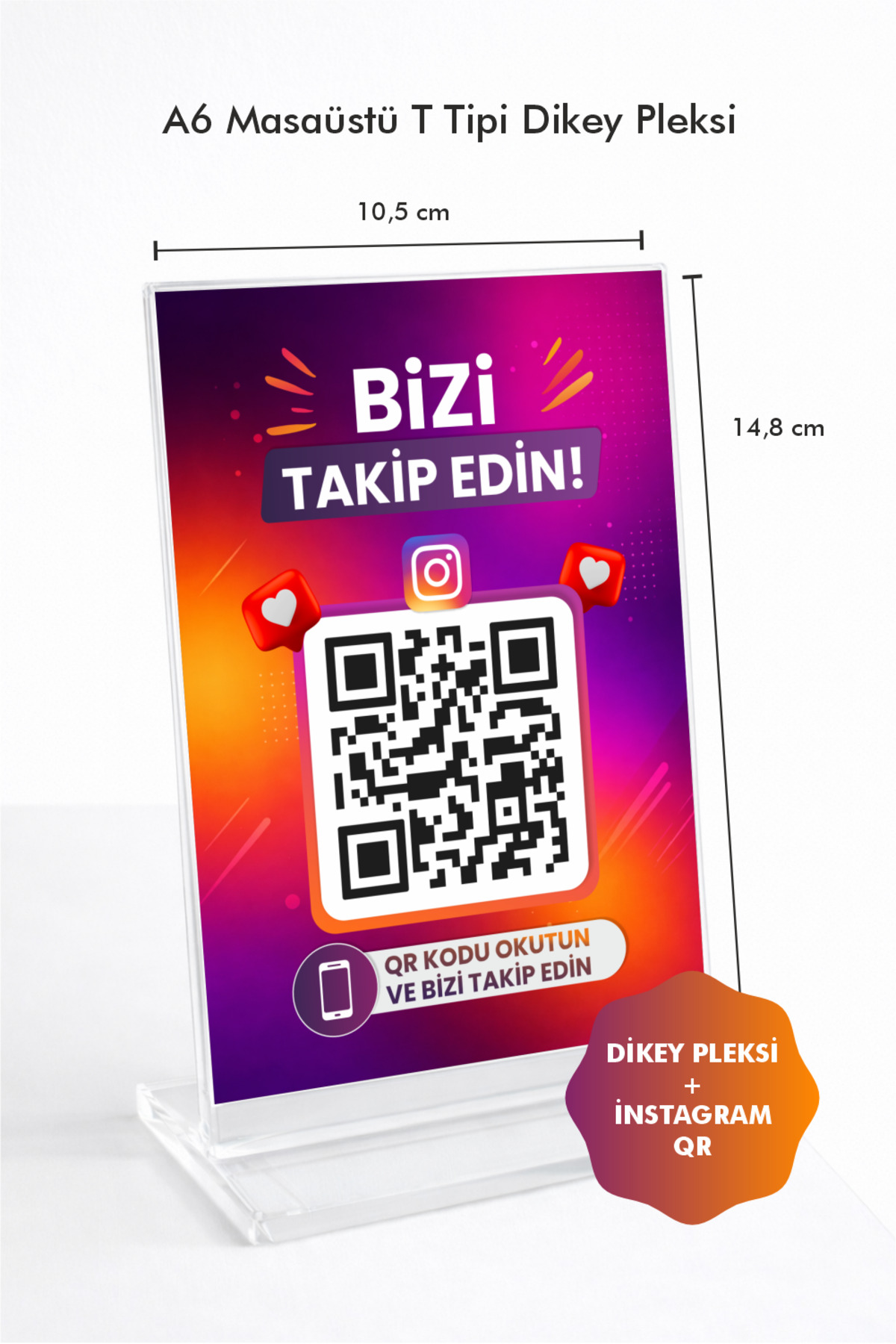 TakipAi Sosyal Medya QR Kod A6 Pleksi Masaüstü Standı | Takipçi