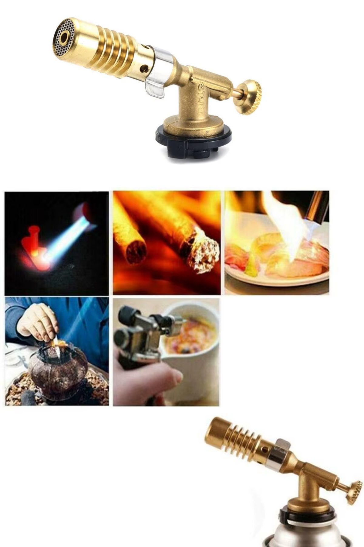 Ticisoft Pürmüz 1300° Gazlı Torch Jet Çakmak Alev Tabancası Pirinç