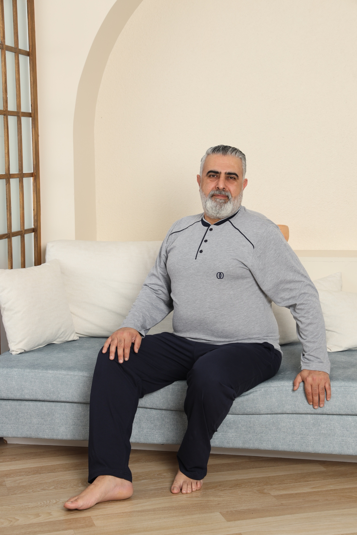 ست پیژامه بتال آستین بلند دکمه دار مردانه PREMIUM 100% طبیعی 7