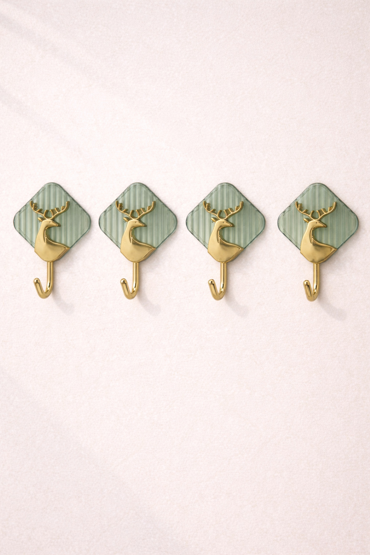 4-Piece Plastic Adhesive Wall Hanger with Deer Figure (3 Kg Carrying Capacity)
