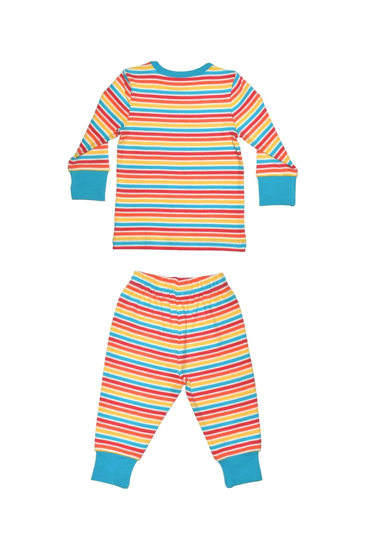 OrganicKid Sunshine Bebek Renkli Çizgili Pijama Takımı fotoğrafı 2 (önizleme)