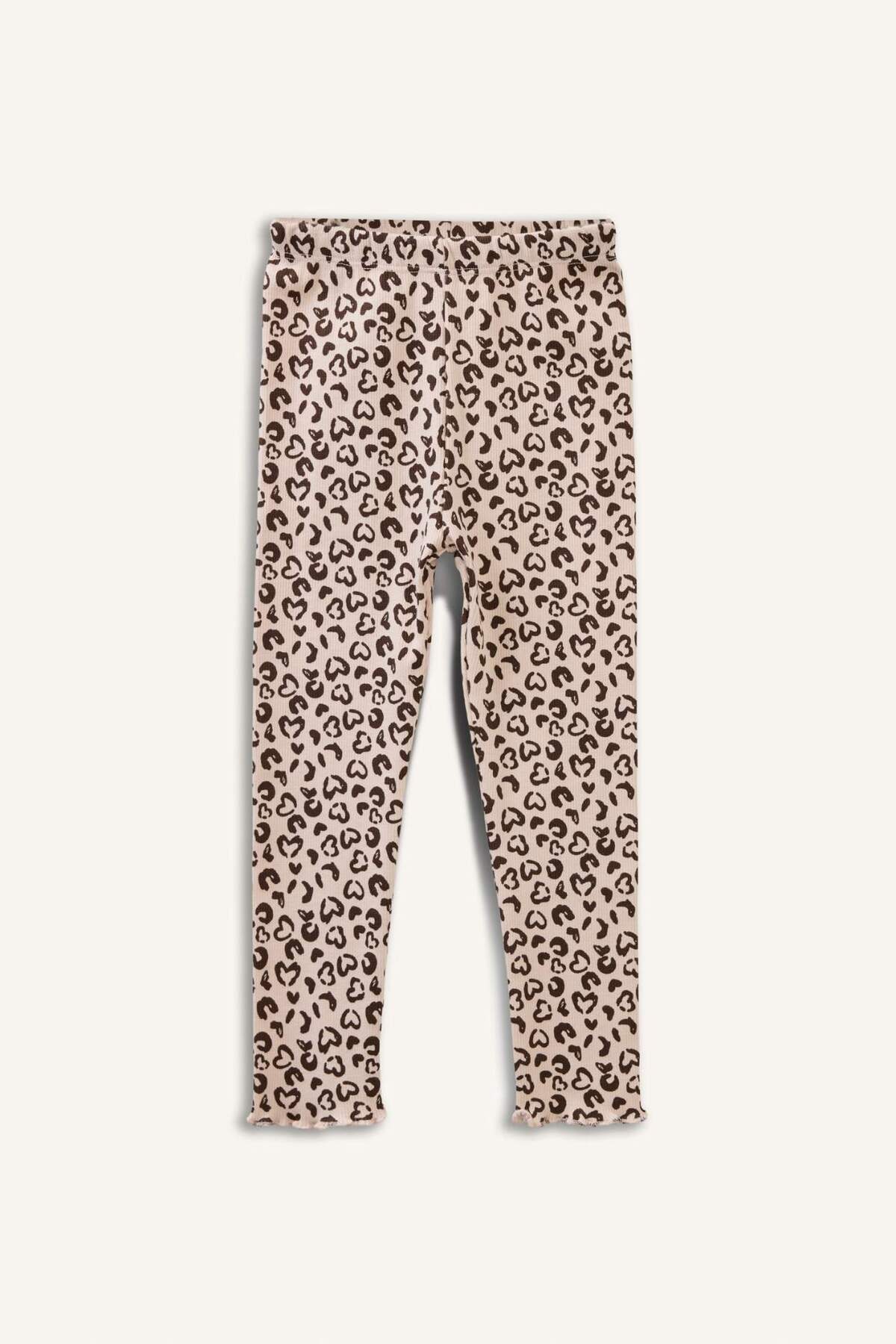 Defacto Leopar Desenli Fitilli Kaşkorse 2li Tayt Kız Bebek H3004A526SP fotoğrafı 3 (önizleme)