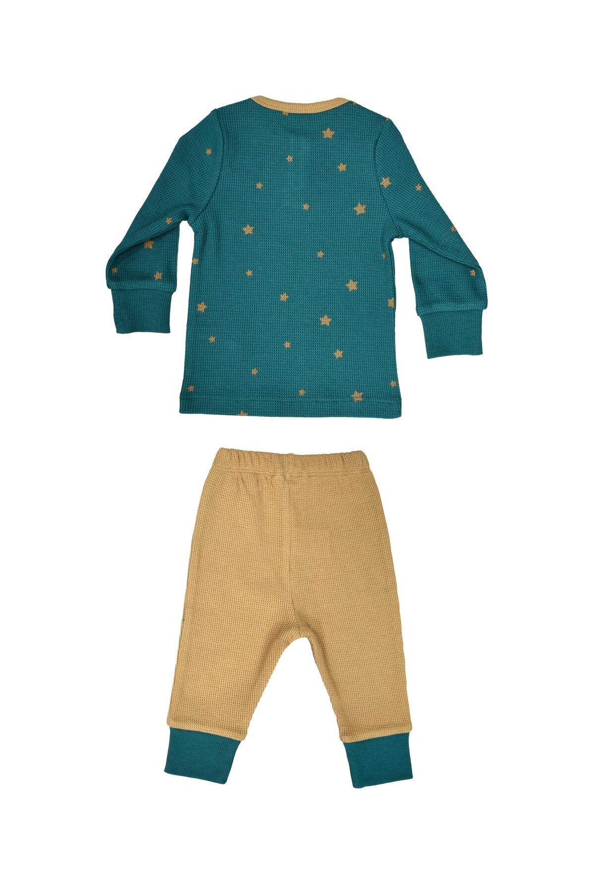 OrganicKid Charmed Erkek Bebek Petrol Mavi Pijama Takımı fotoğrafı 2 (önizleme)