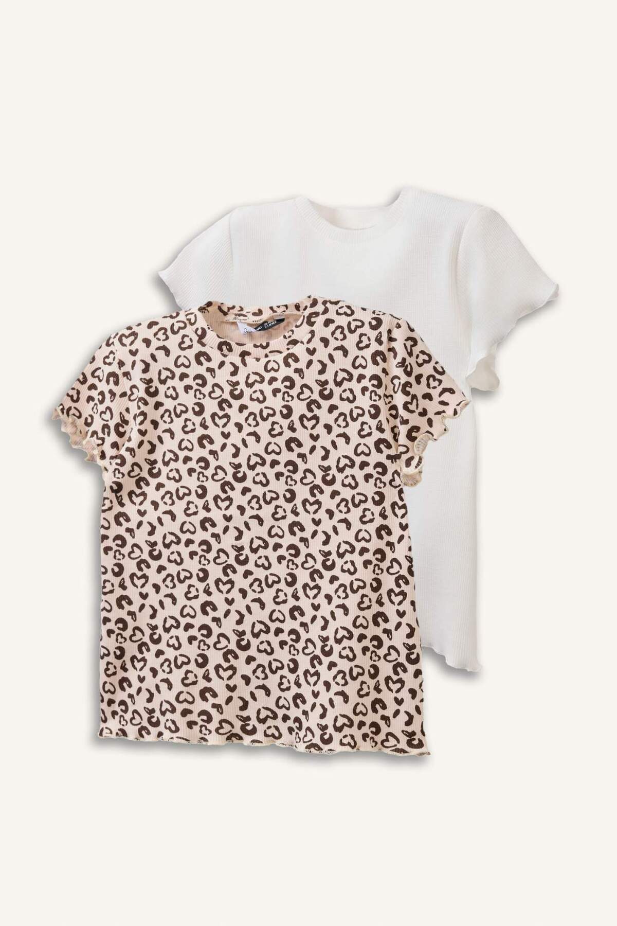 Defacto Bisiklet Yaka Leopar Desenli Fitilli Kaşkorse 2li Uzun Kollu Tişört Kız Bebek H3002A526SM fotoğrafı 2 (önizleme)